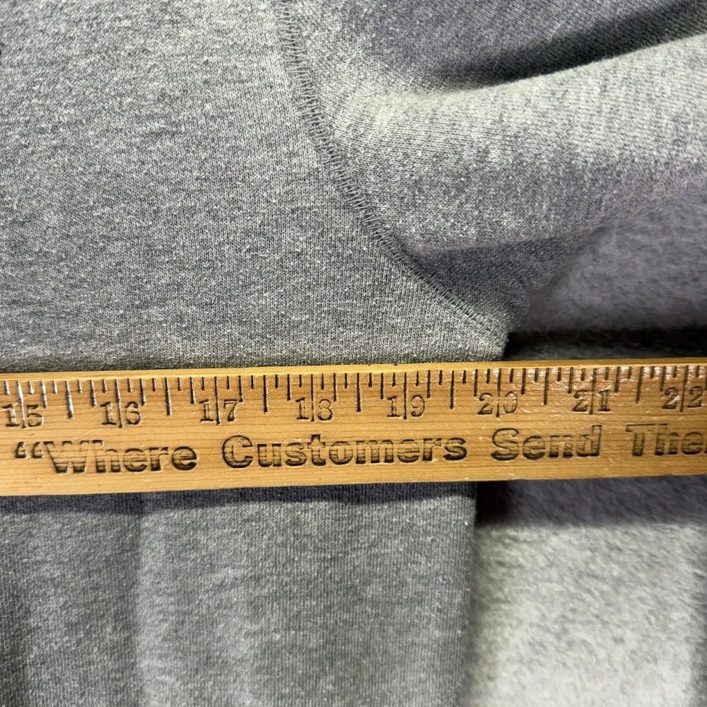 Fox Hoodie Mens Medium Gray Fox Head Graphic Fleece Pullover Kangaroo Pocket Y2K - Picture 4 of 6